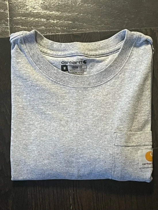 Carhartt Pocket T-Shirt Men’s Medium Loose Fit Grey Workwear Basic Tee - Picture 9 of 11